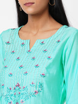 Embroidered Straight Kurta with Pants