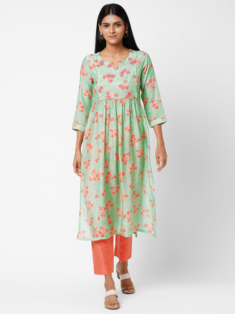 Printed Muslin Straight Kurta and Straight Pants