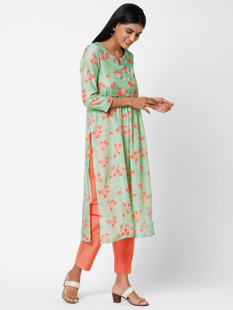 Printed Muslin Straight Kurta and Straight Pants