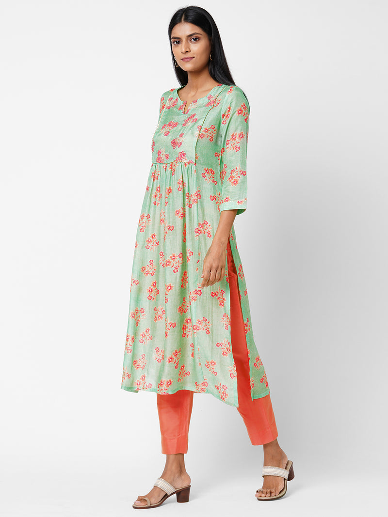 Printed Muslin Straight Kurta and Straight Pants