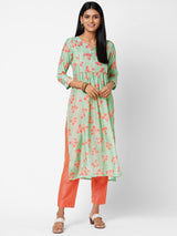 Printed Muslin Straight Kurta and Straight Pants