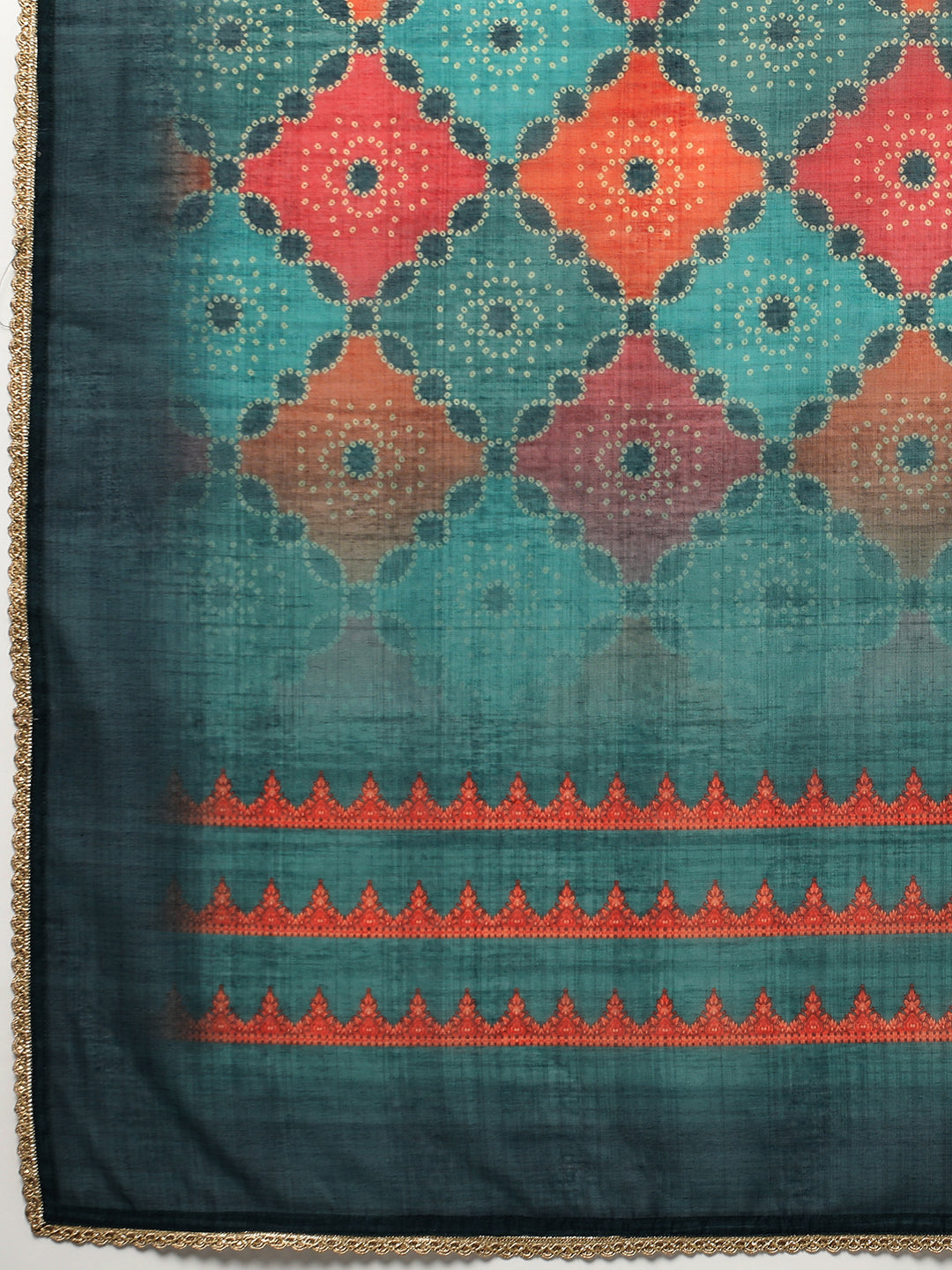 Party Edit- Embroidered silk blend kurta paired with pants and printed dupatta