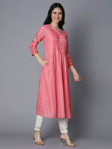 VAMA - Silk blend Pleated kurta with embroidered placket detailing