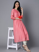 VAMA - Silk blend Pleated kurta with embroidered placket detailing