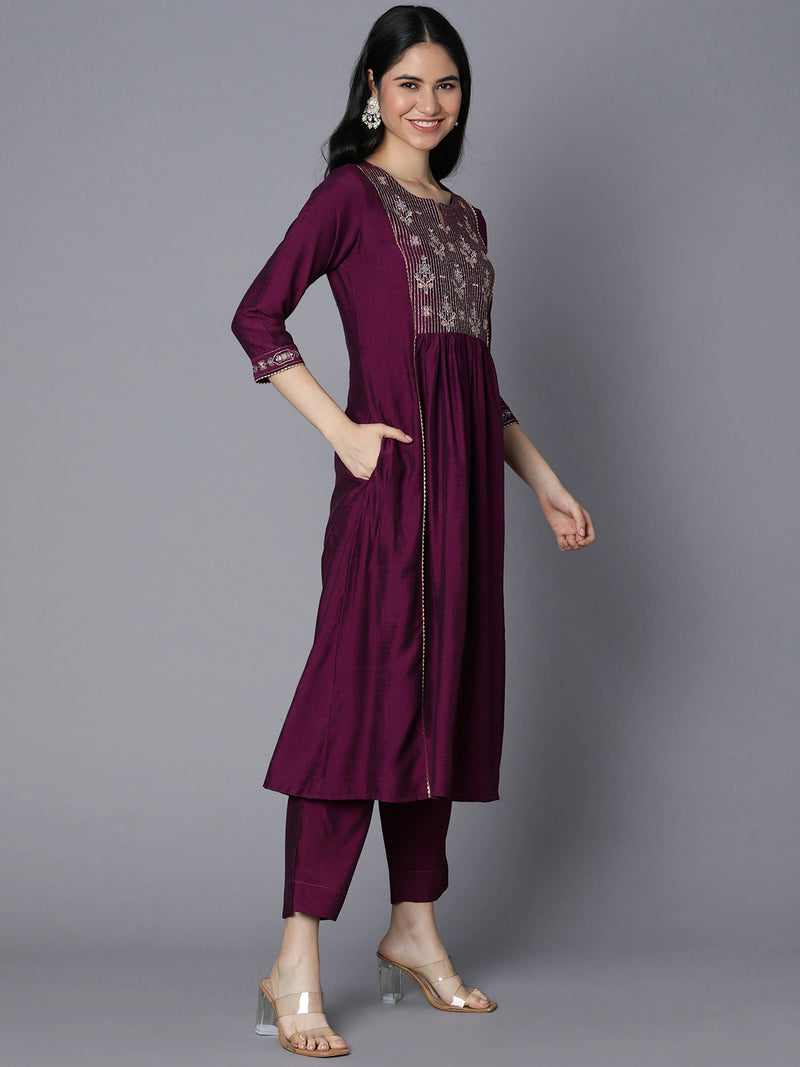 TASYA - A line kurta with embroidered yoke