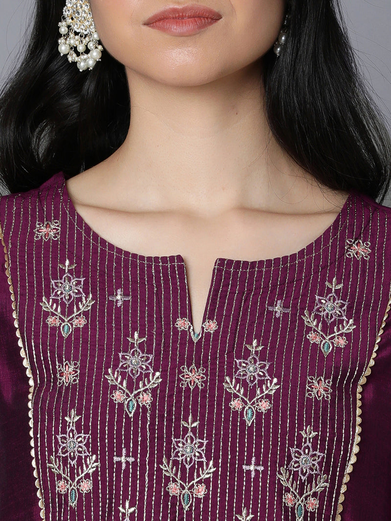 TASYA - A line kurta with embroidered yoke