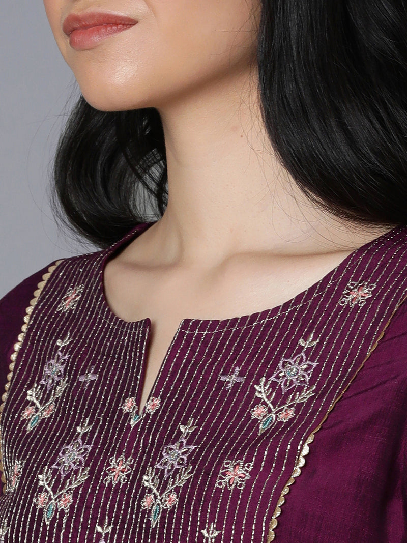 TASYA - A line kurta with embroidered yoke