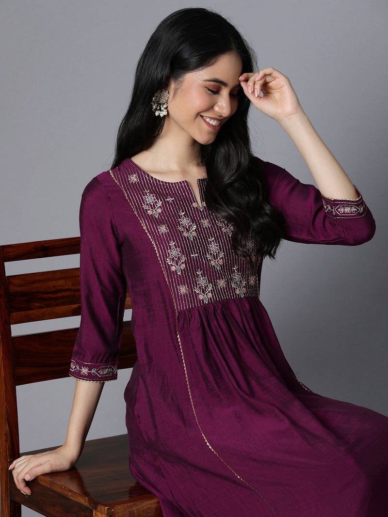 TASYA - A line kurta with embroidered yoke