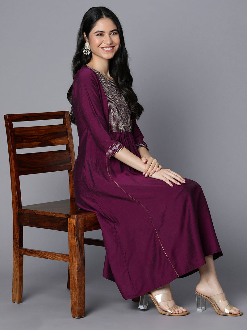 TASYA - A line kurta with embroidered yoke